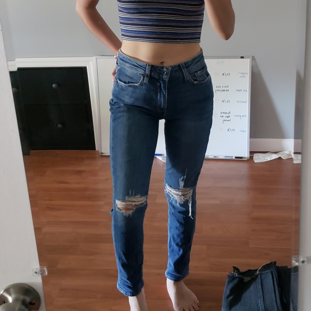 PAIGE Carter Slim Ripped Boyfriend Mom Jeans - Picture 1 of 4